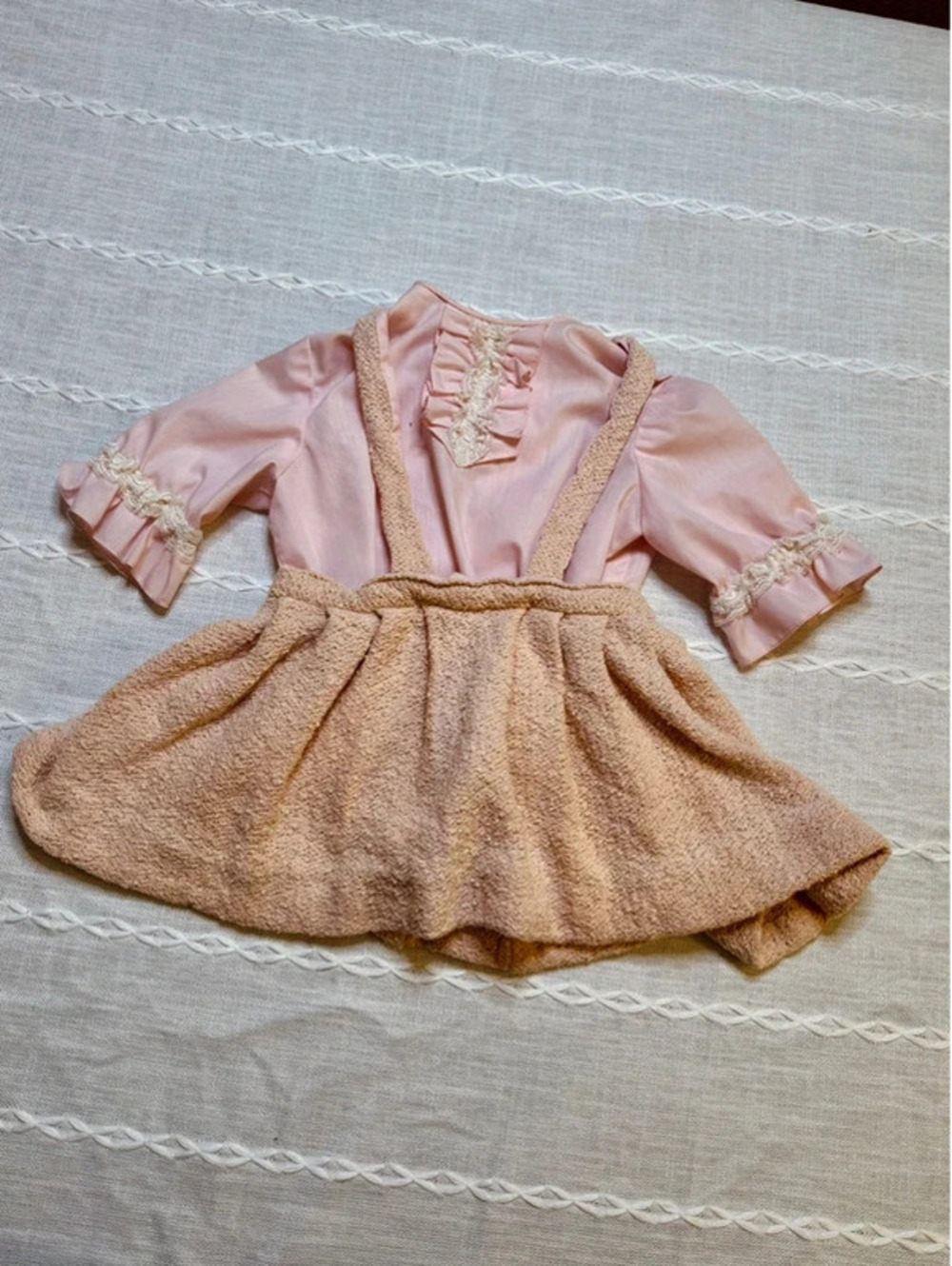Vintage toddler girls set pink handmade
